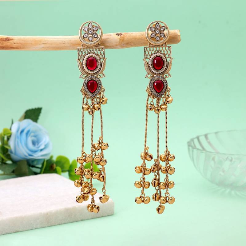 White color kashmiri earrings with artistic handmade design