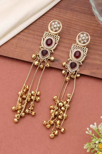 White color kashmiri earrings with artistic handmade design