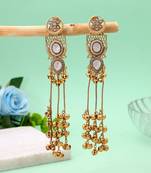 White color kashmiri earrings with artistic handmade design