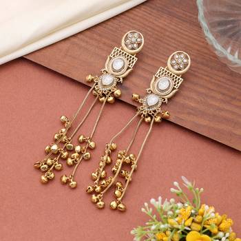 White color kashmiri earrings with artistic handmade design 2