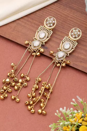 White color kashmiri earrings with artistic handmade design