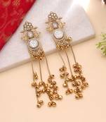 White color kashmiri earrings with artistic handmade design