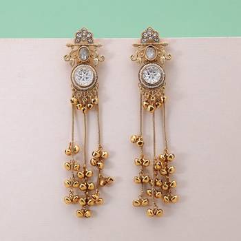 White color kashmiri earrings with artistic handmade design 2
