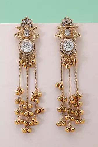 White color kashmiri earrings with artistic handmade design