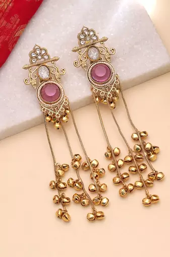 White color kashmiri earrings with artistic handmade design