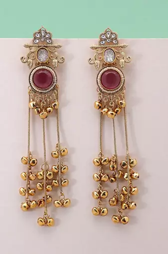 White color kashmiri earrings with artistic handmade design