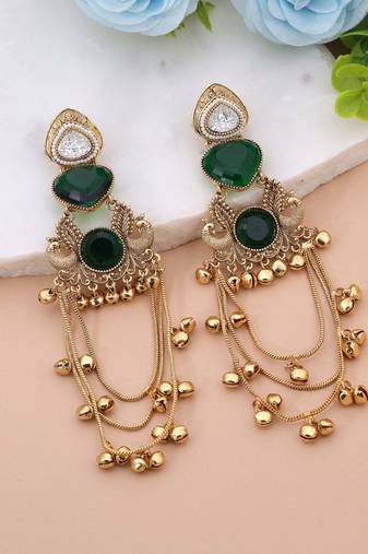 White color kashmiri earrings with artistic handmade design