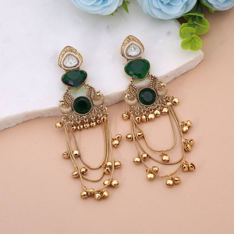 White color kashmiri earrings with artistic handmade design