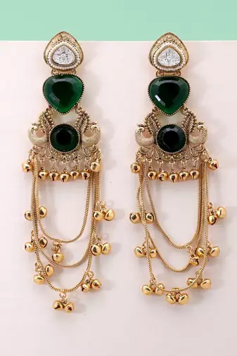 White color kashmiri earrings with artistic handmade design