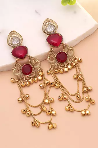 White color kashmiri earrings with artistic handmade design