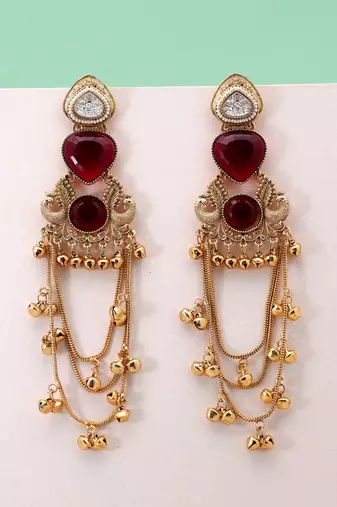White color kashmiri earrings with artistic handmade design