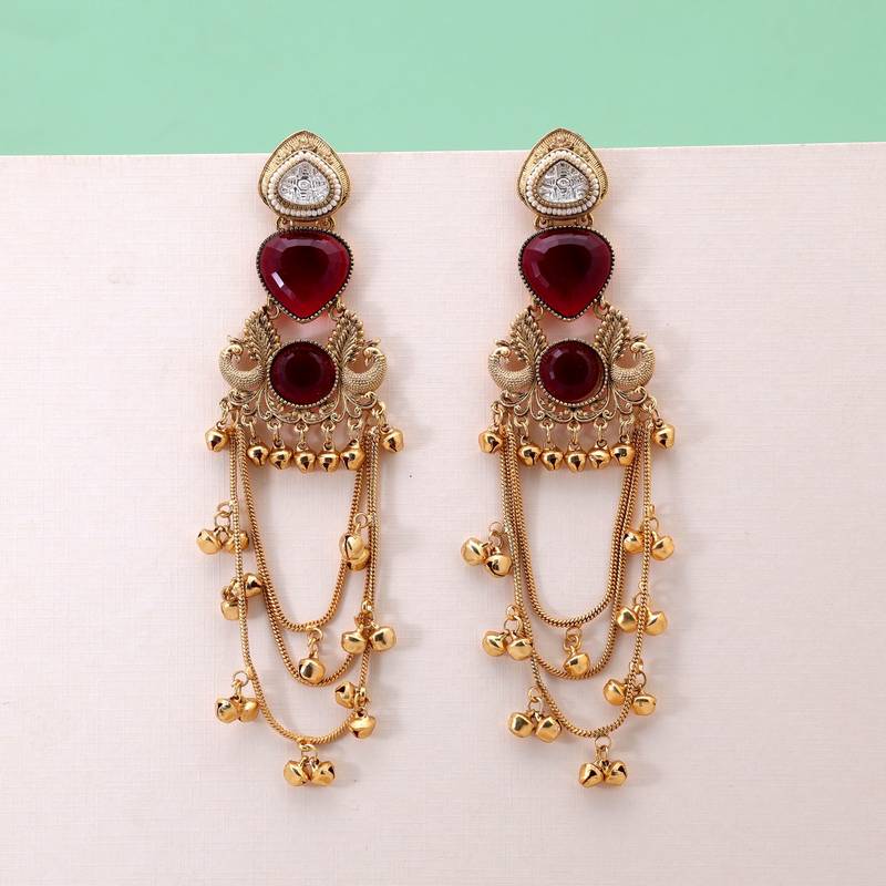 White color kashmiri earrings with artistic handmade design
