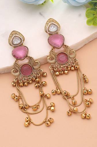 White color kashmiri earrings with artistic handmade design