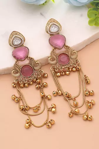 White color kashmiri earrings with artistic handmade design