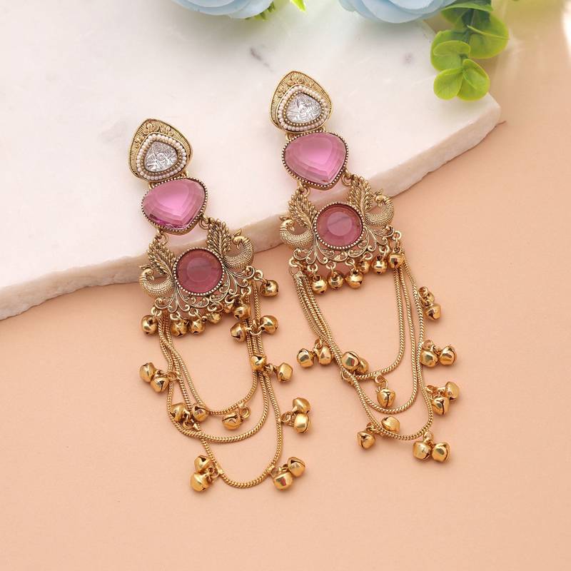 White color kashmiri earrings with artistic handmade design