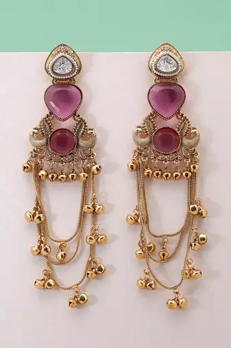 White color kashmiri earrings with artistic handmade design