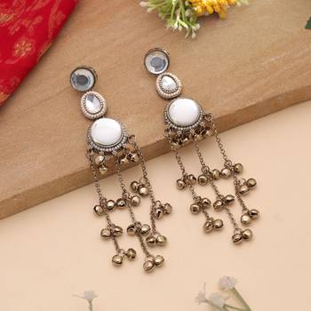 White color kashmiri earrings with artistic handmade design 1