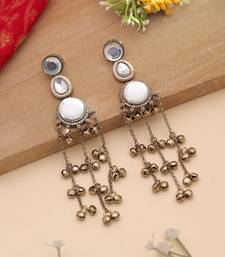 White color kashmiri earrings with artistic handmade design