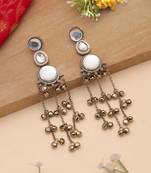 White color kashmiri earrings with artistic handmade design