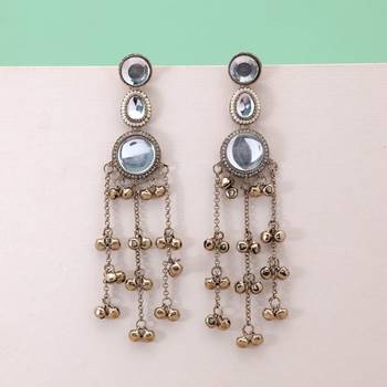 White color kashmiri earrings with artistic handmade design 2