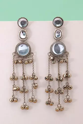 White color kashmiri earrings with artistic handmade design