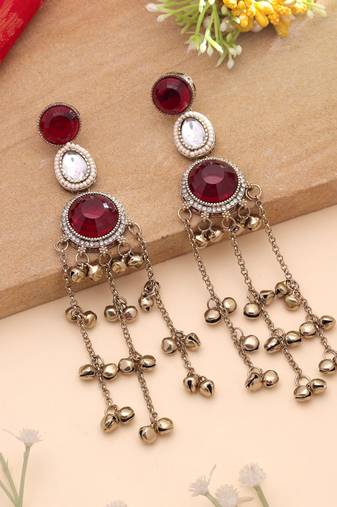 White color kashmiri earrings with artistic handmade design