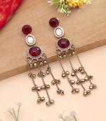 White color kashmiri earrings with artistic handmade design