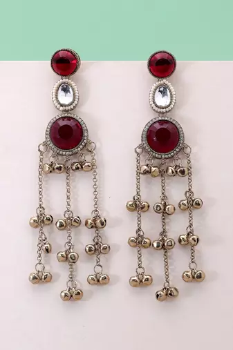 White color kashmiri earrings with artistic handmade design