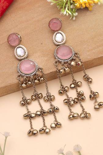 White color kashmiri earrings with artistic handmade design