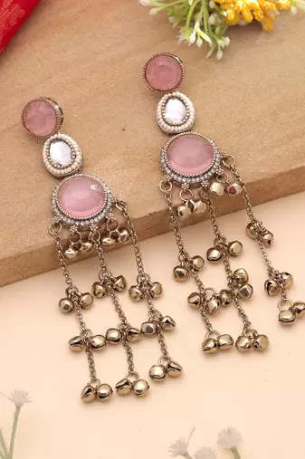 White color kashmiri earrings with artistic handmade design