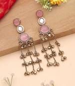 White color kashmiri earrings with artistic handmade design