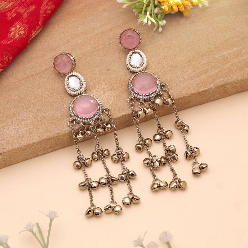 White color kashmiri earrings with artistic handmade design