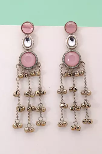 White color kashmiri earrings with artistic handmade design