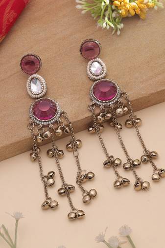 White color kashmiri earrings with artistic handmade design