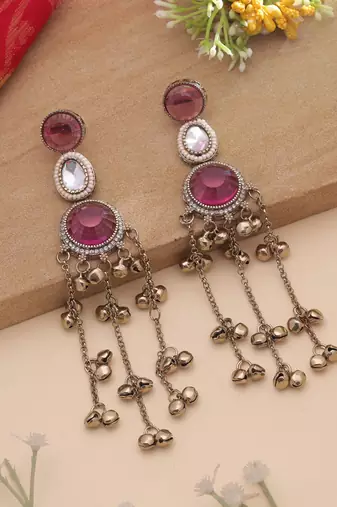 White color kashmiri earrings with artistic handmade design