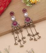 White color kashmiri earrings with artistic handmade design