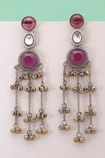 White color kashmiri earrings with artistic handmade design