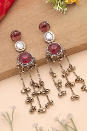 White color kashmiri earrings with artistic handmade design