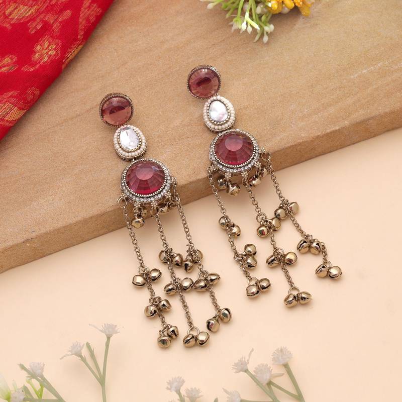 White color kashmiri earrings with artistic handmade design