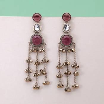 White color kashmiri earrings with artistic handmade design 2