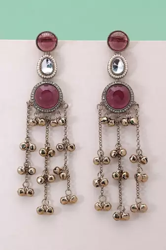 White color kashmiri earrings with artistic handmade design