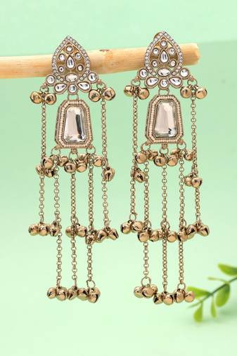 White color kashmiri earrings with artistic handmade design