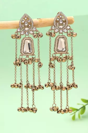 White color kashmiri earrings with artistic handmade design