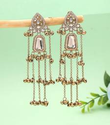 White color kashmiri earrings with artistic handmade design