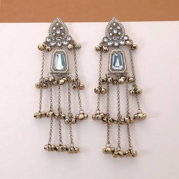 White color kashmiri earrings with artistic handmade design 2