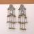 White color kashmiri earrings with artistic handmade design