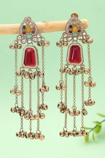 White color kashmiri earrings with artistic handmade design