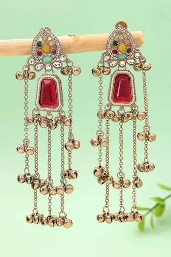 White color kashmiri earrings with artistic handmade design