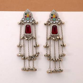 White color kashmiri earrings with artistic handmade design 2
