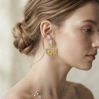 White color kashmiri earrings with artistic handmade design 1
